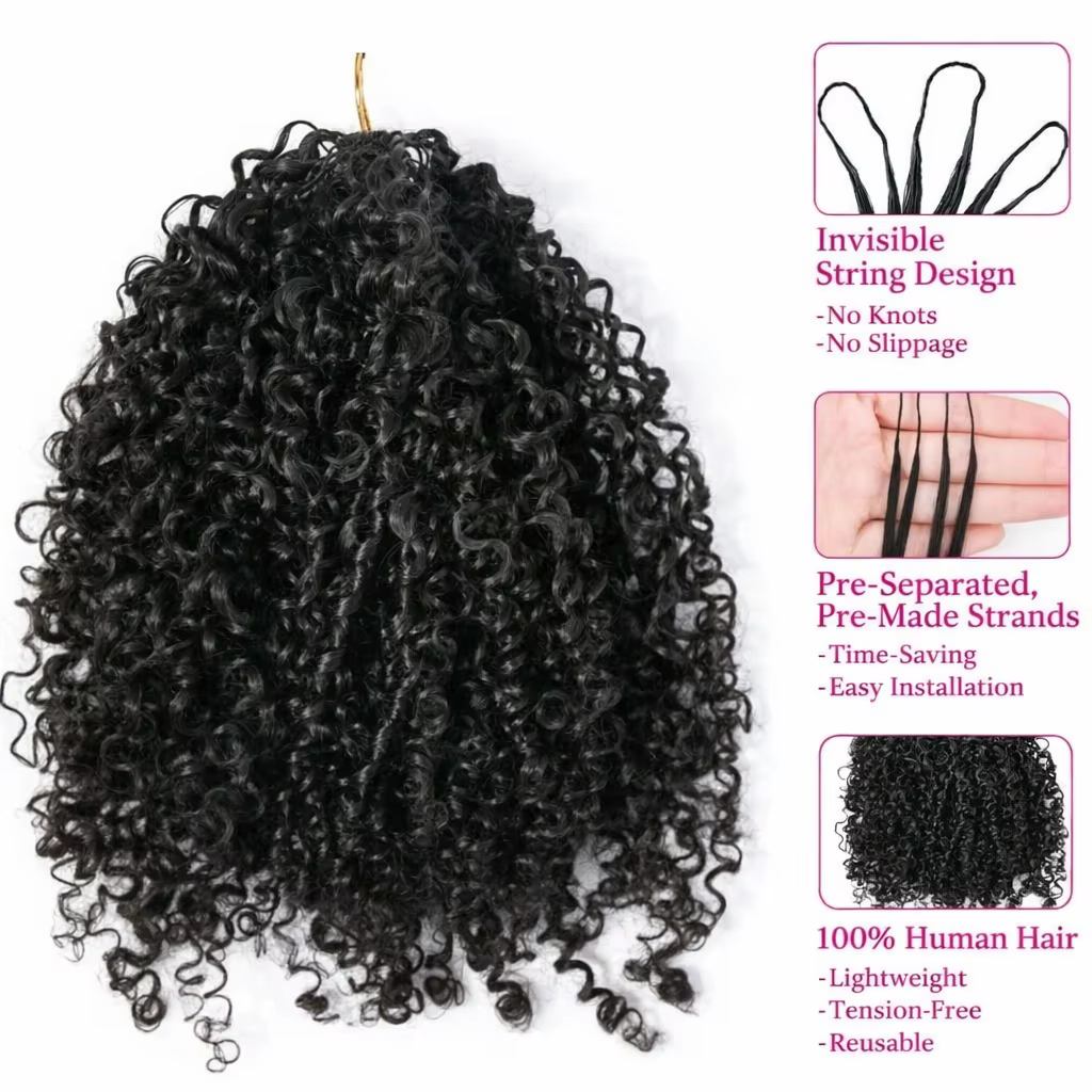 Extensions de cheveux humains bouclés au crochet 12A, petites spirales, boucles profondes Pixie, che