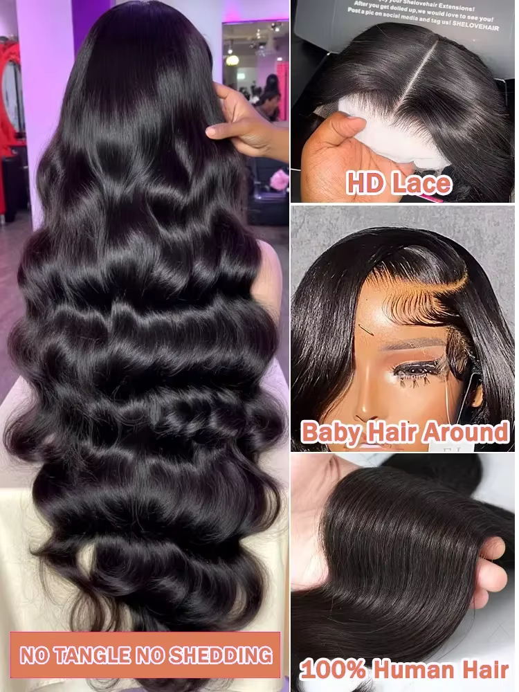 Perruques de cheveux humains brésiliens 220 Density Body Water Wave 13x6 HD Lace Frontal, 30-40 pouc