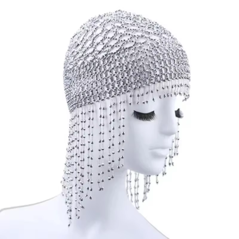 Couvre-chef de danse du ventre, accessoire de cheveux perlé réglable, Style égyptien doré pour femme