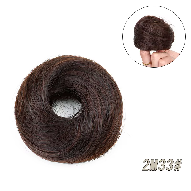 Chignon synthétique lisse de base pour femmes, postiche avec élastique en caoutchouc pour Extension 