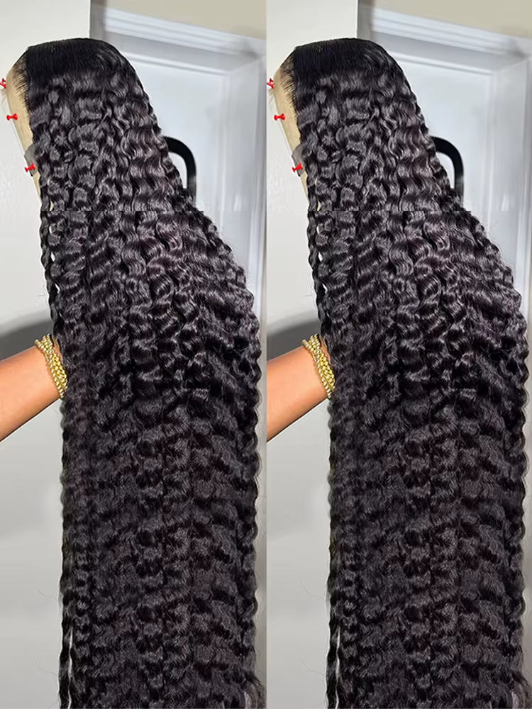 Perruque brésilienne en cheveux humains 13x4 13x6 HD Lace Front, Deep Wave, 30 40 pouces, densité 25