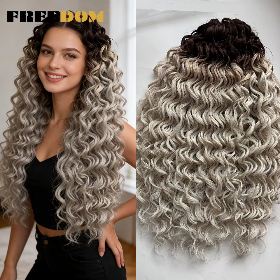 Extensions de cheveux synthétiques tressées Deep Wave Jessica Hair, 20 pouces, 300g, couleur ombrée