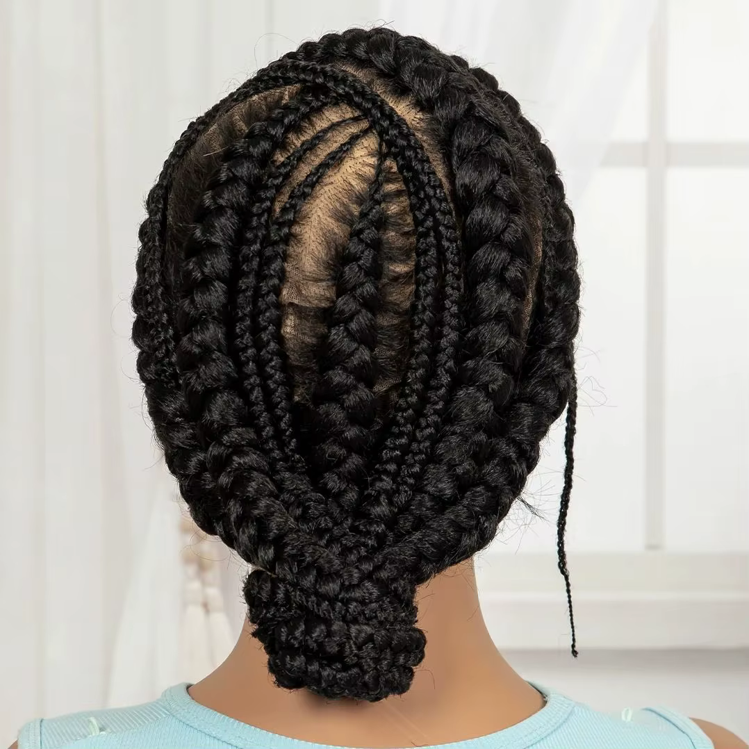 Perruques tressées pleine dentelle Cornrow perruques synthétiques tressées à la main Bantu perruques