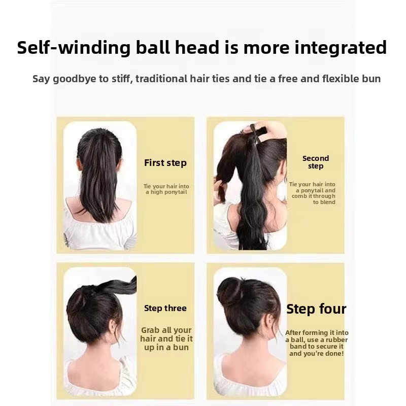 Couleur unie dame fibre synthétique enroulement boule anneau de cheveux perruque bourgeon cheveux ch