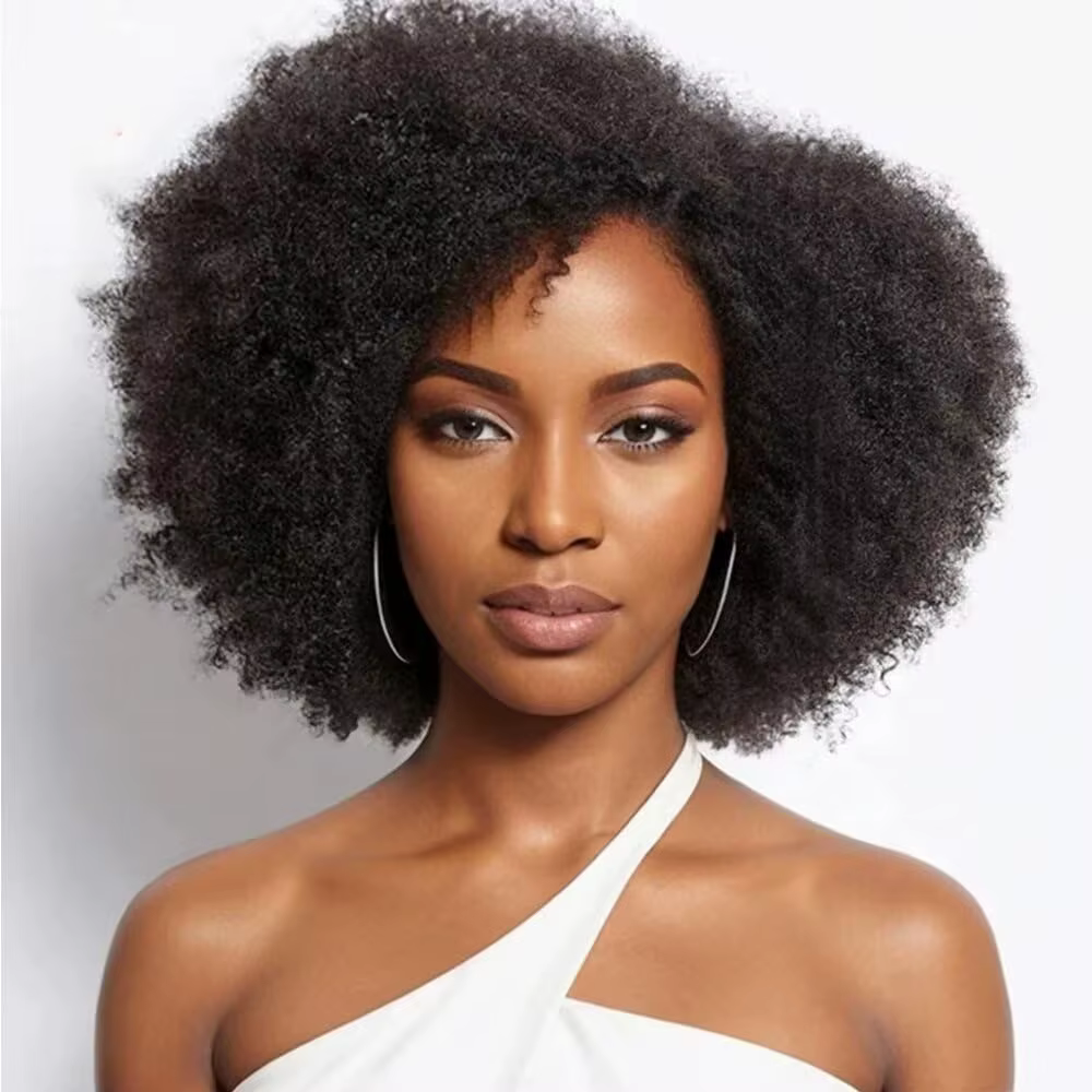Perruques Courtes Afro Bouclées Kinky 13x4x2 T Part Lace Wigs, Perruques Courtes Bob en Cheveux Huma