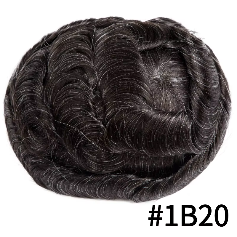 Perruque toupet capillaire 100% naturelle pour homme, postiche avec prothèse capillaire complète en 