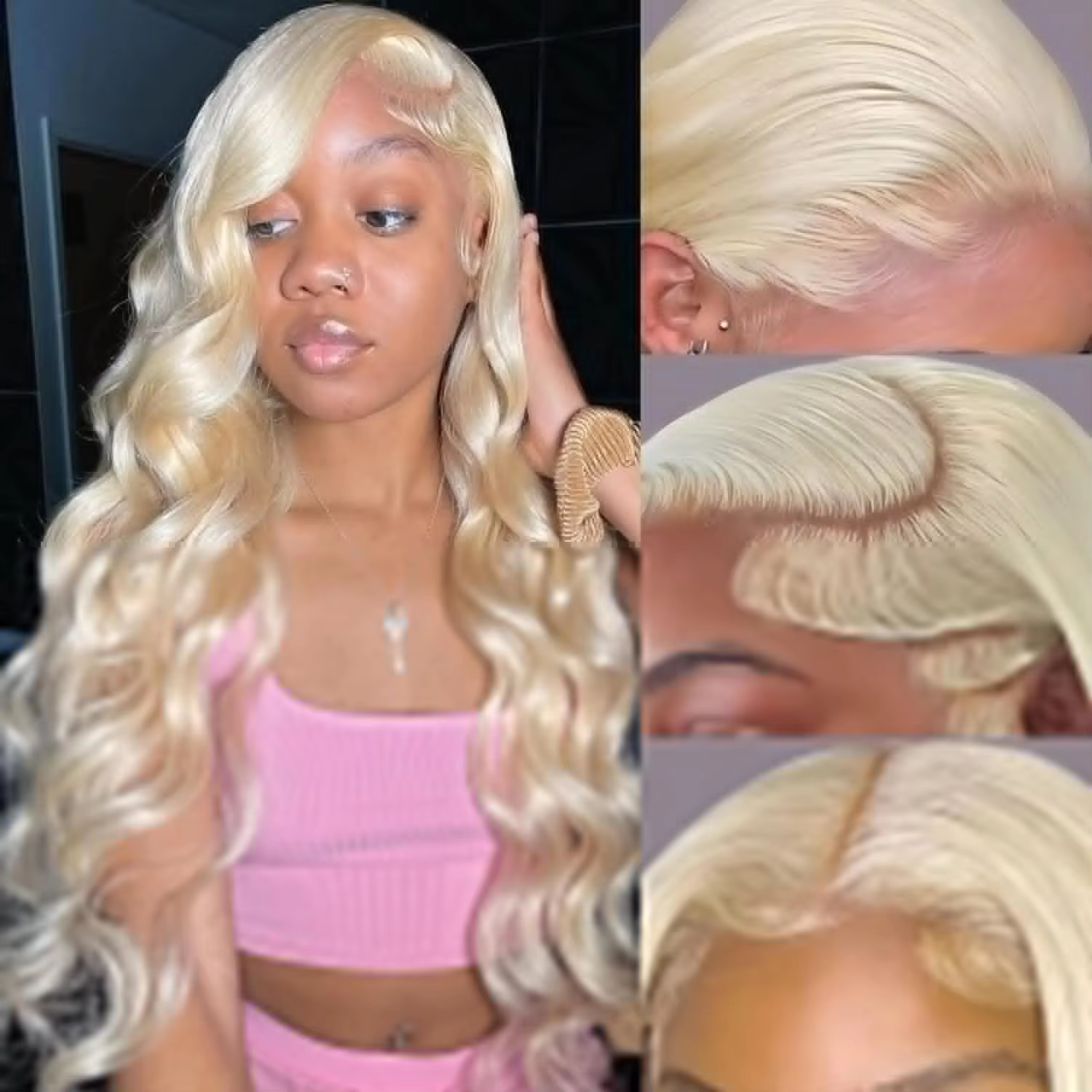 Perruques en cheveux humains avec dentelle 13x4 et 13x6, couleur blonde 613, ondulées, avec dentelle