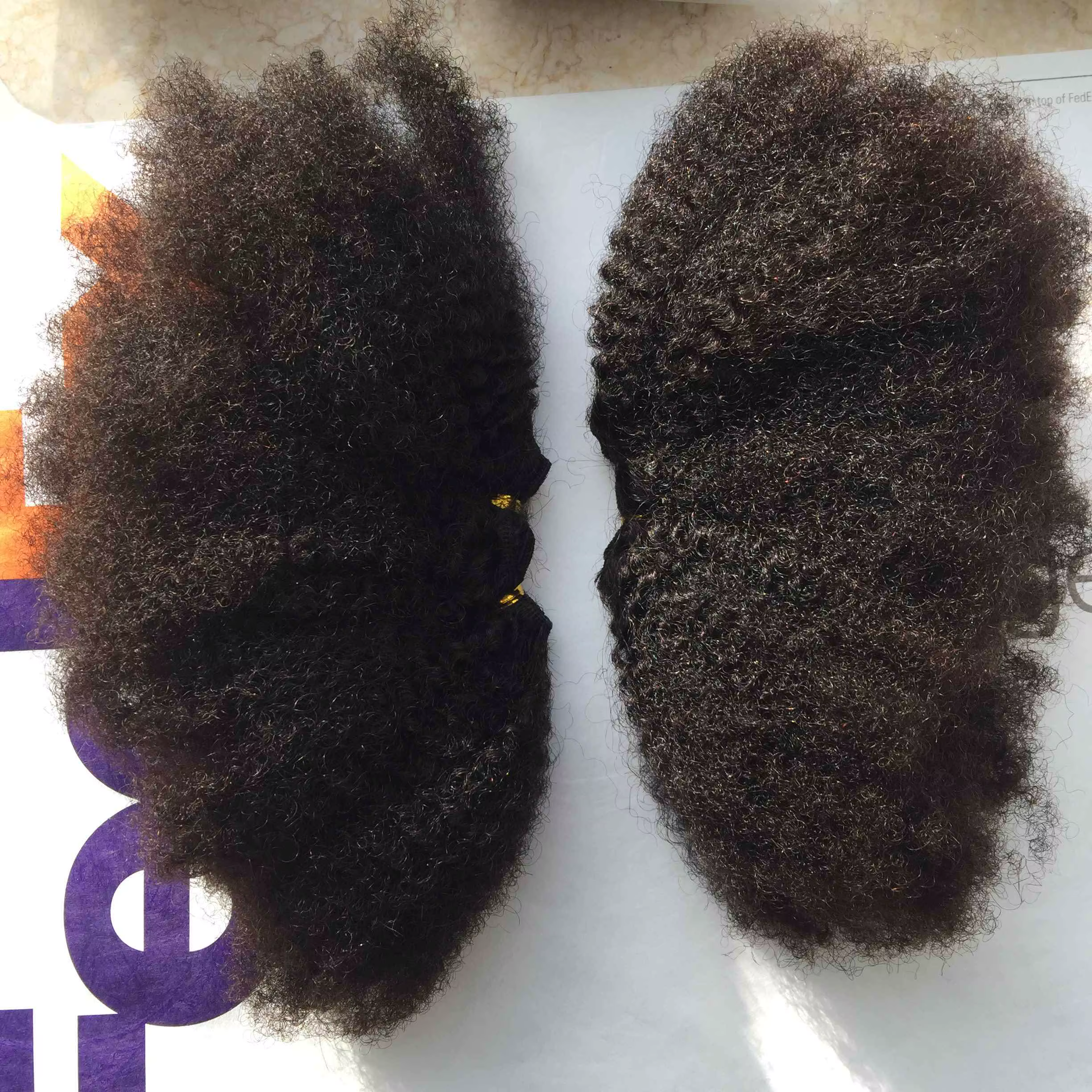 Tissage de cheveux humains bruts moelleux, Extensions de cheveux Afro crépus bouclés, Double tirage,