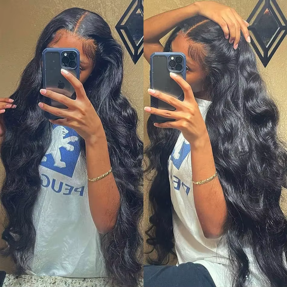 Perruque Lace Front Wig Body Wave Naturelle Sans Colle, Cheveux Humains, 13x6 HD, 13x4, 30-34 Pouces