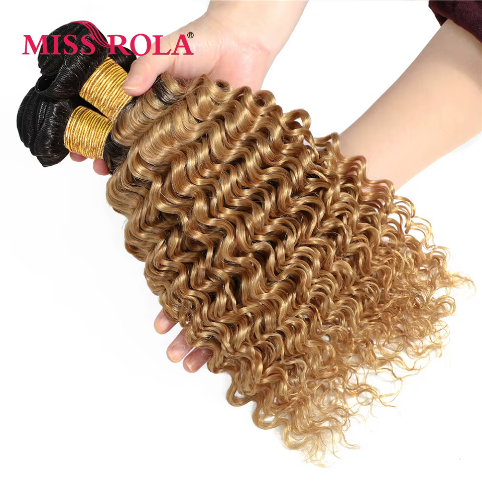 Miss Rola – tissage en lot malaisien naturel Remy, Deep Wave, avec Lace Closure 4x4, couleur blond 9