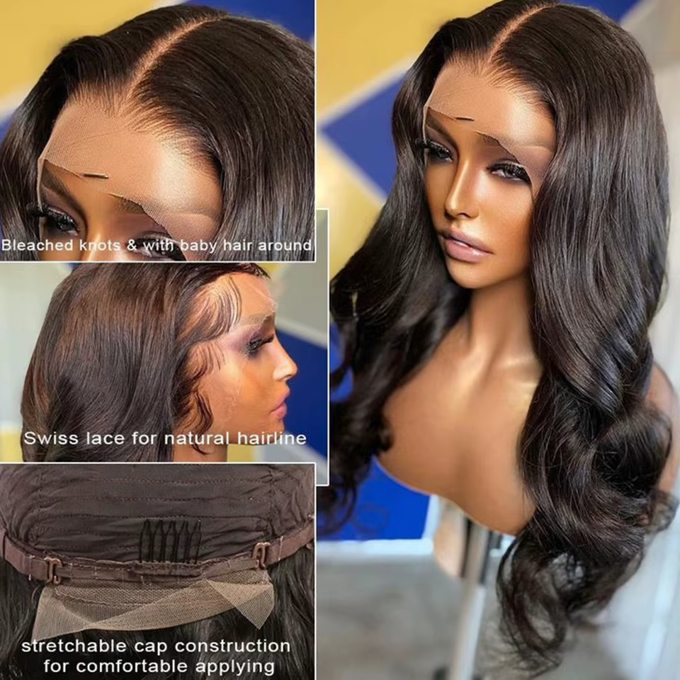 Malaisie vague de corps Transparent porter à aller 13*5*2 T dentelle perruque perruques de cheveux h