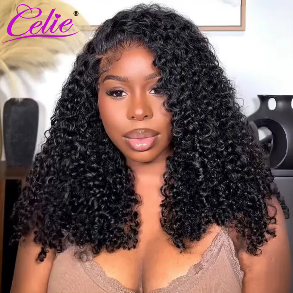 Celie pleine et volumineuse Popping perruque bouclée Pull & Go sans colle 6 × 5 HD dentelle fermetur