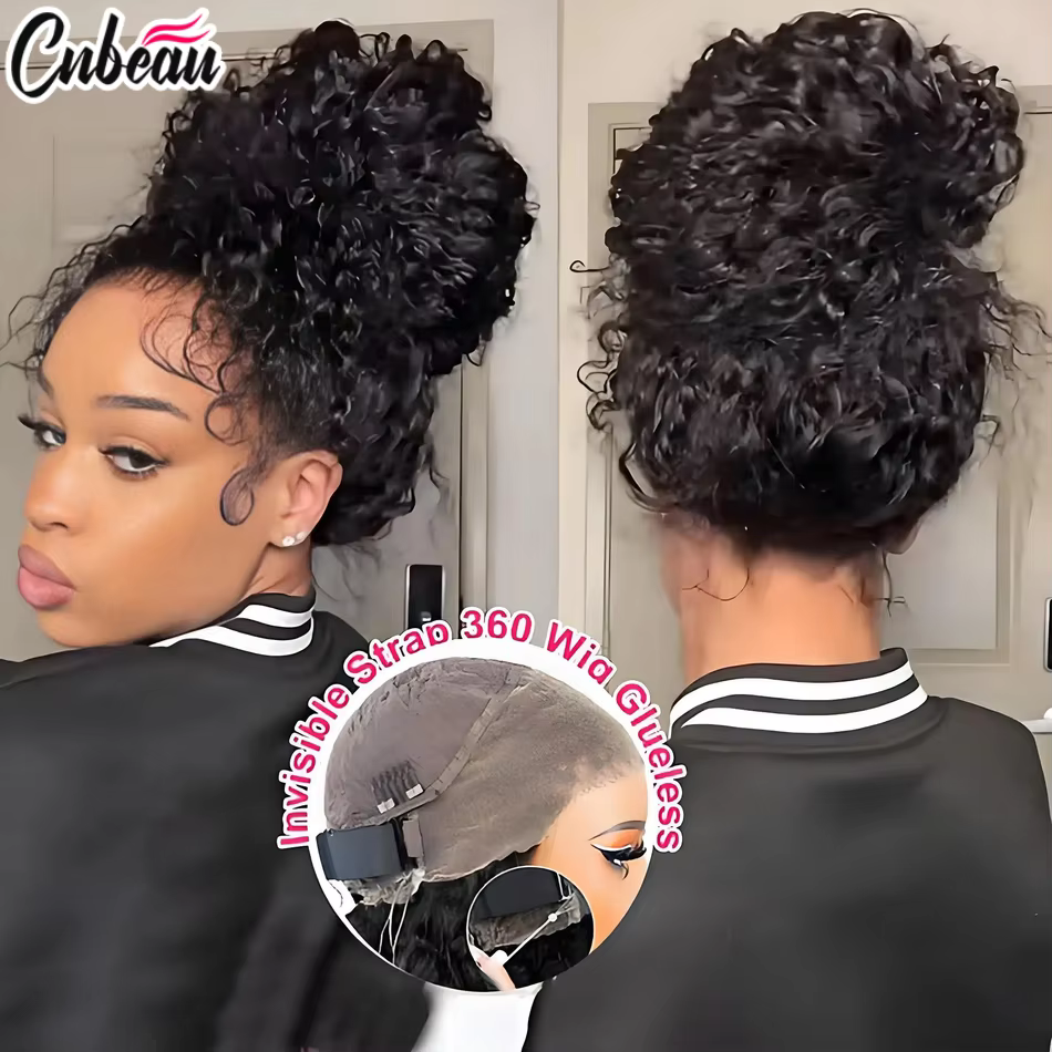 250% 18-36 pouces Invisi sangle 360 pleine perruque de dentelle eau profonde bouclée 100% cheveux hu