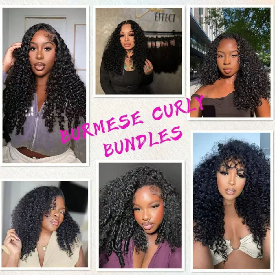 Extensions de cheveux humains bouclés vierges 12A, style boucles birmanes et ondulations aquatiques,
