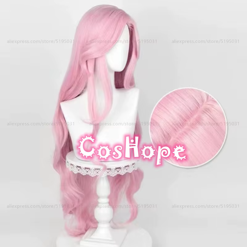 Fluttershy Cosplay perruque unisexe 100 cm longue vague bouclée cheveux rose perruque Cosplay Anime