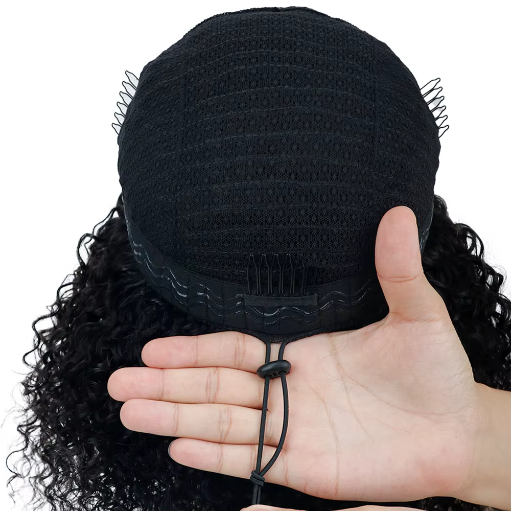 Demi-perruques en cheveux humains sans colle, densité 220 %, avec cordon de serrage réglable, clips