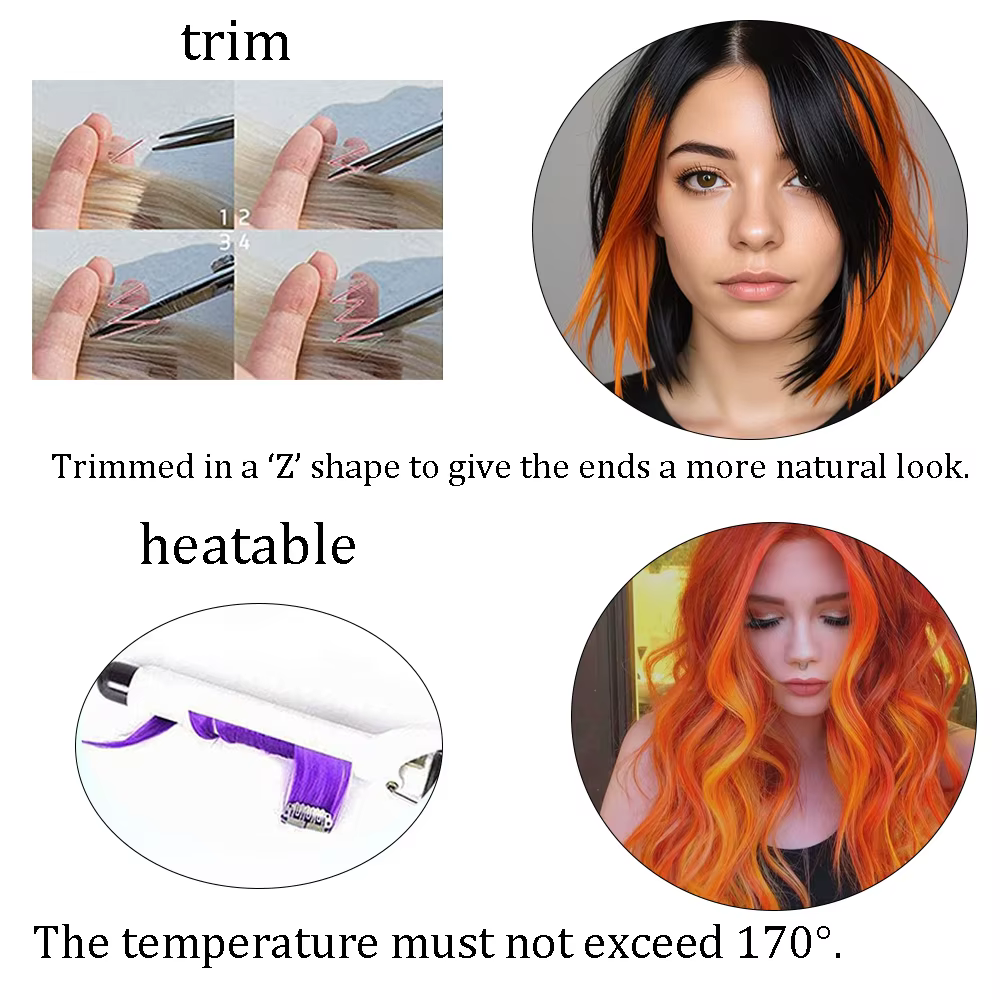22 pouces 12 pièces/paquet couleur fête synthétique pince dans les Extensions de cheveux pour les fi