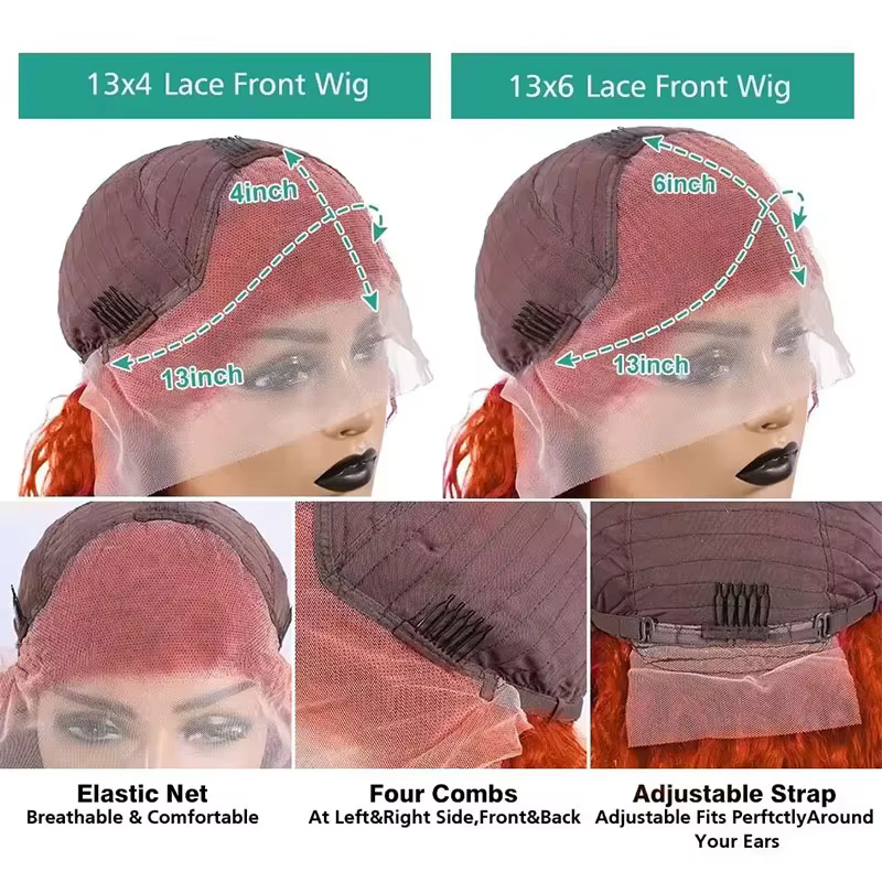 30 pouces droite Orange gingembre dentelle avant perruques cheveux humains 350 couleur brésilienne 1