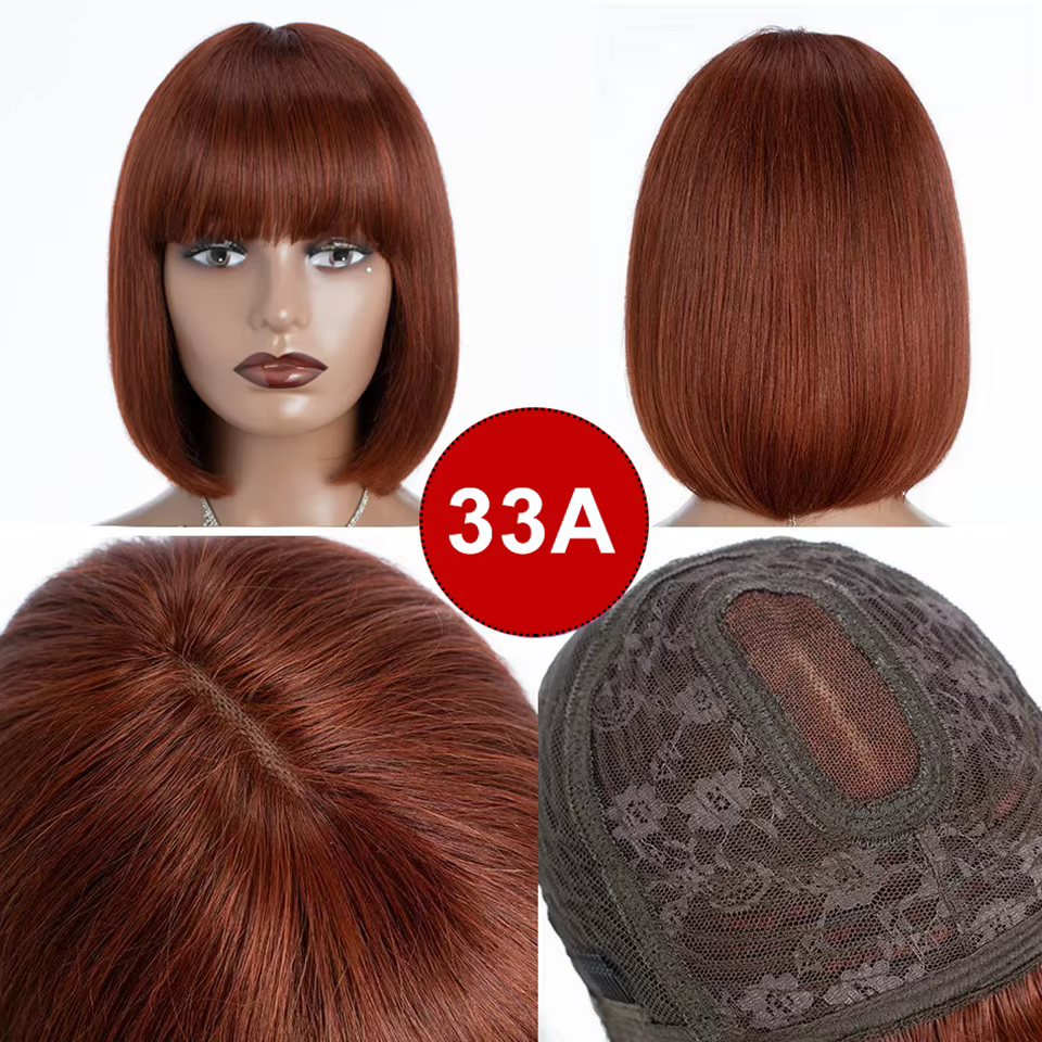 Perruques brésiliennes droites en dentelle Bob perruques de cheveux humains droites sans colle avec
