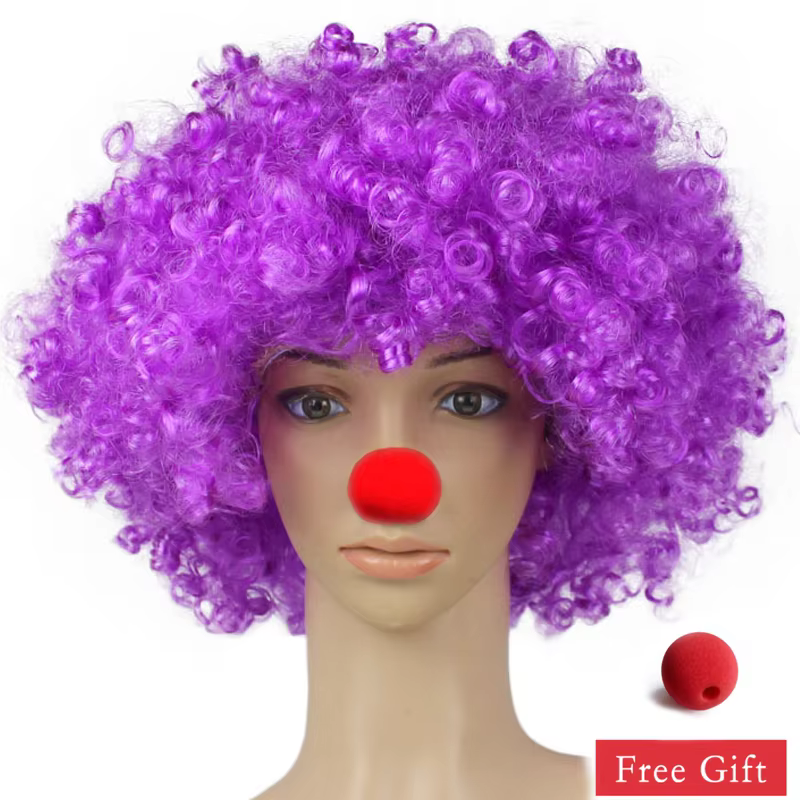 Perruque de Clown colorée perruque synthétique Afro bouclée Cosplay pour hommes femmes perruque de f