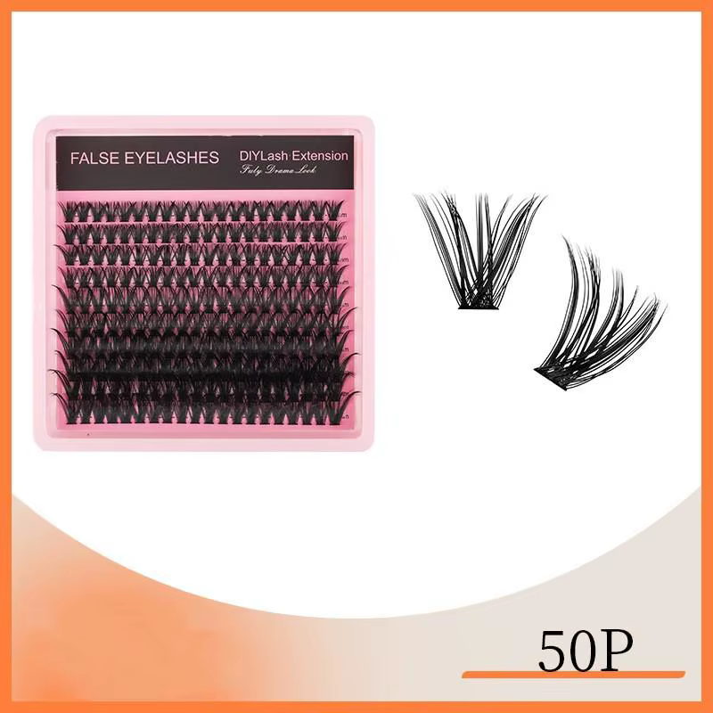 Extensions de cils en grappes 10 rangées 140 boucles épaisses et volumineuses 8-16mm mixtes effet na