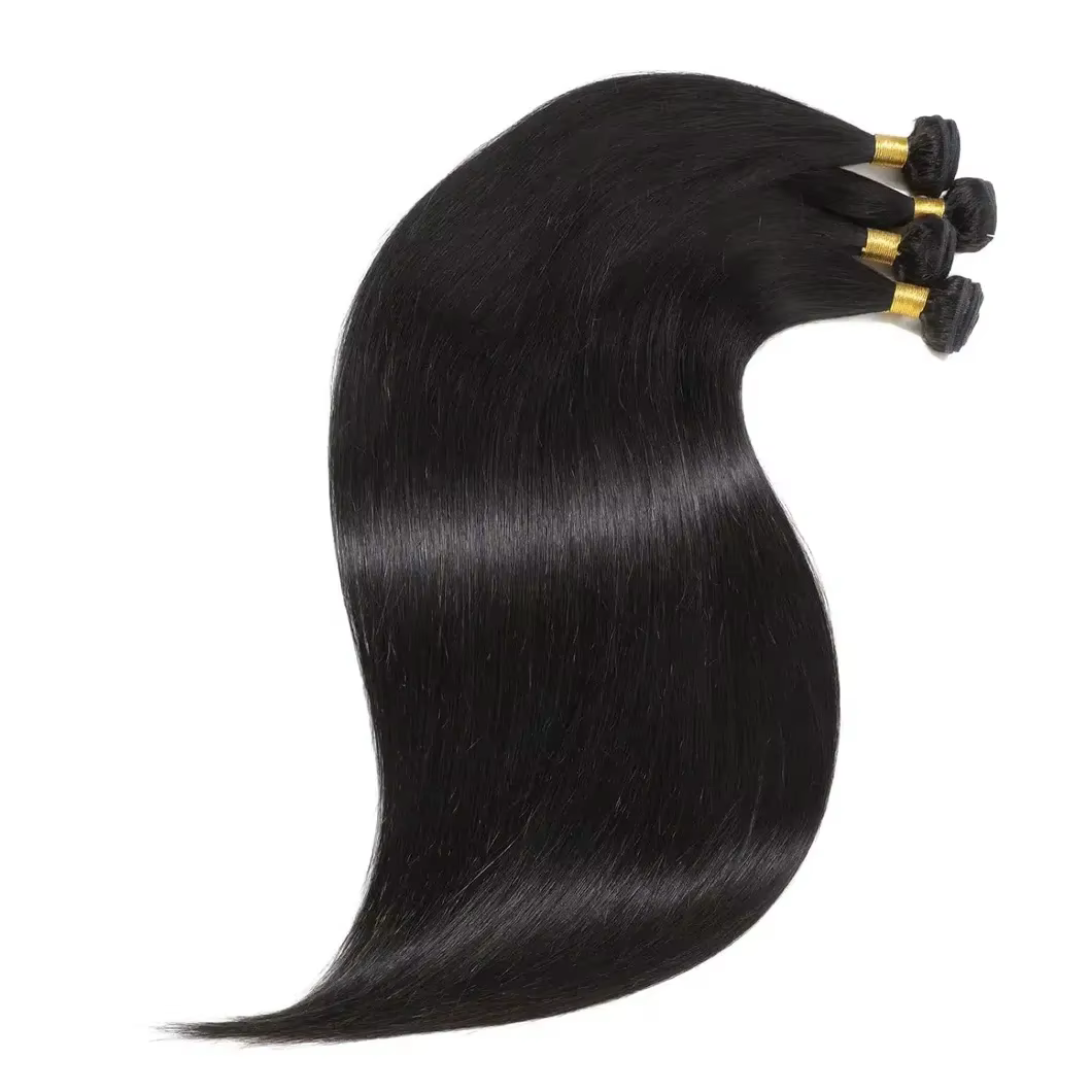 Extensions de cheveux humains vierges brésiliens lisses 12A non traités, double trame, 14-30 pouces
