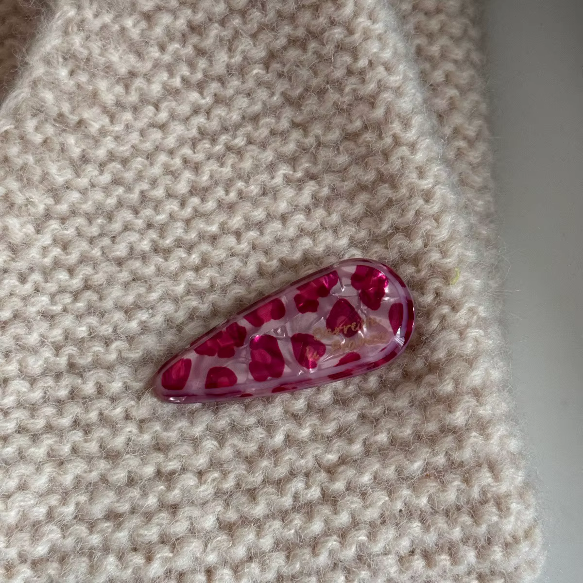 Pince à cheveux imprimé léopard rose coréen, accessoires de cheveux de luxe pour femmes, design haut