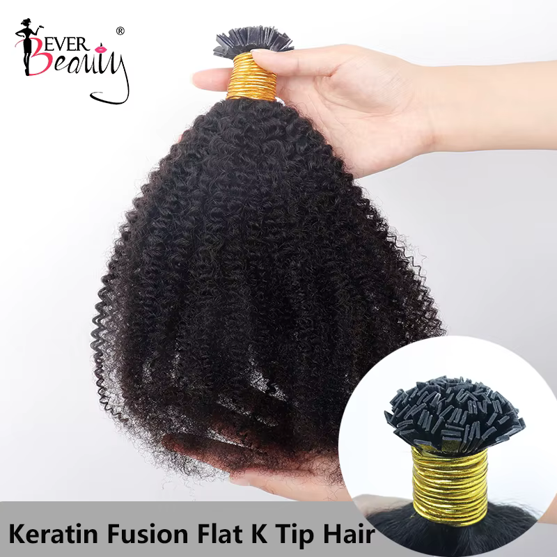 Ktk-Extension de Cheveux Naturels Bouclés Crépus Afro, Mèches à Pointe Plate KerBrian, Microlinks, p