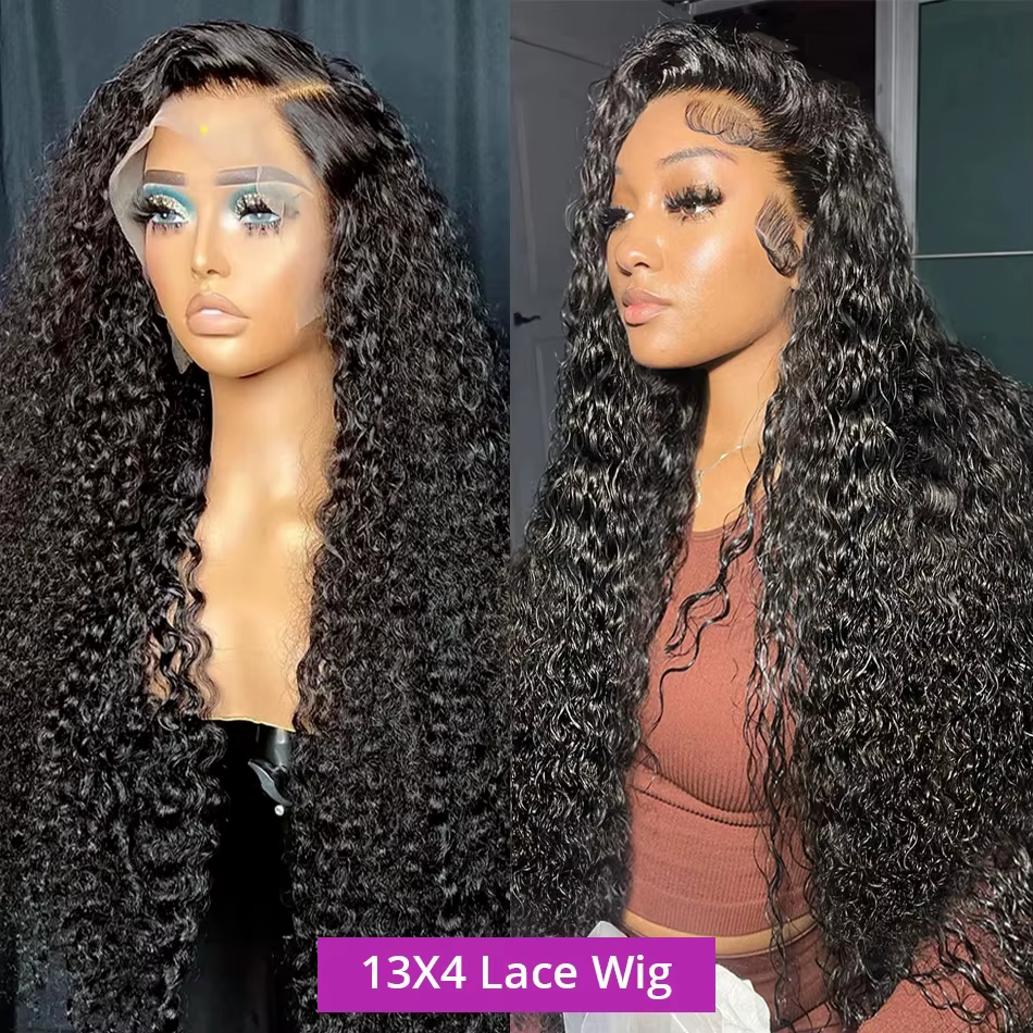 Perruque Lace Front Wig naturelle bouclée-Bling Hair, 13x6, Deep Wave, HD 180%, 36 38 pouces, pour f