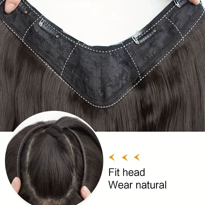 Extensions capillaires synthétiques longues ondulées en forme de U, Extensions capillaires à Clip de