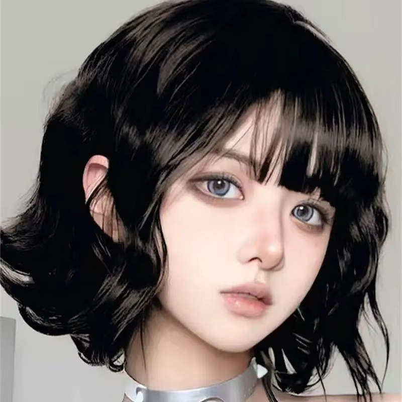 Perruque de cheveux courts bouclés noirs pour femmes, perruque synthétique naturelle de haute qualit