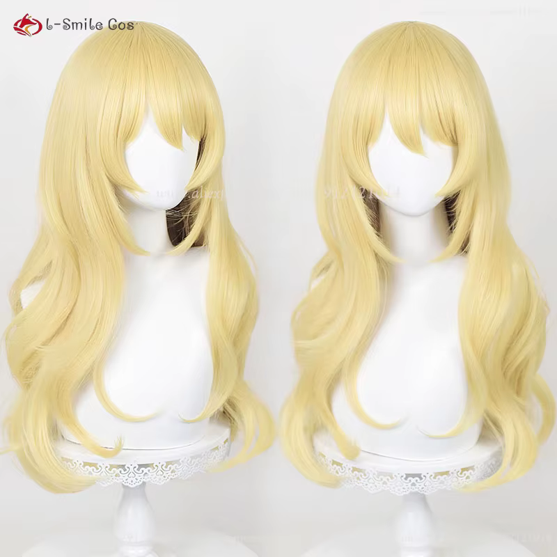 Miyazono Kaori Cosplay perruque 57 cm/65 cm de Long doré bouclés perruques résistant à la chaleur ch