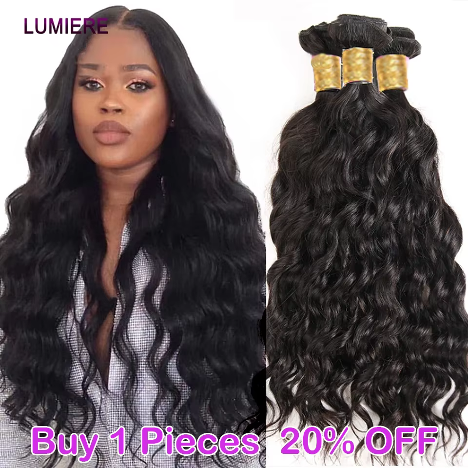 Bundles brésiliens de tissage de cheveux humains de vague profonde d'eau, extension naturelle brute,