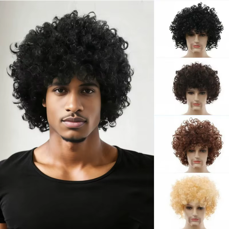 Perruques synthétiques bouclées Disco Hippie Rock Punk Afro perruques hommes femmes fête Halloween C