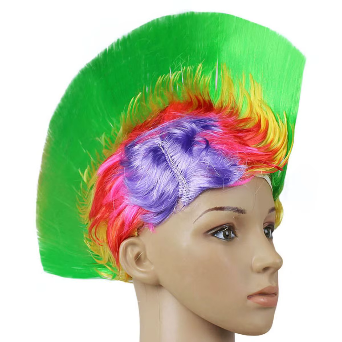 Perruque synthétique résistante à la chaleur, tête de crête de coq, chapeau de fête coloré drôle pou
