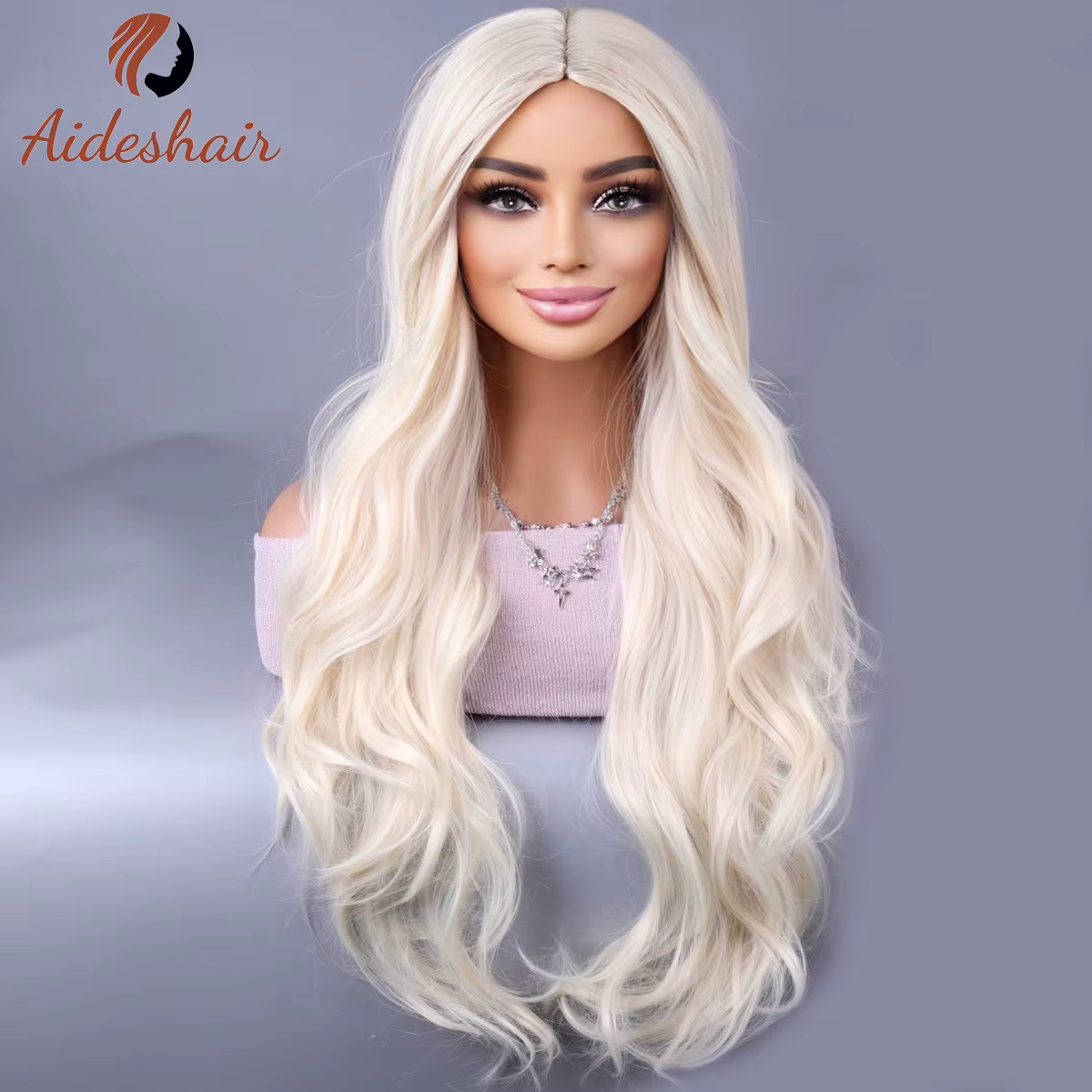 perruque synthétique Europe et états-unis nouvelle perruque de cheveux longs bouclés milieu section 