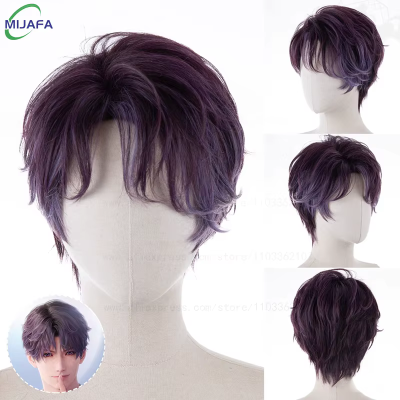 Haute qualité amour et espace profond Rafayel Zayne Xavier Cosplay perruque 30 cm cheveux courts Ani