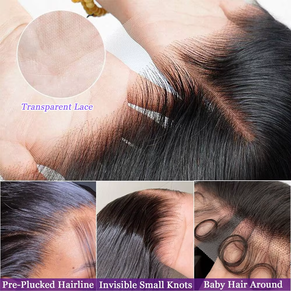 Perruque Lace Front 13x6 en Cheveux Humains Brésiliens Lisses, Pré-Pluckée avec Baby Hair, Couleur N