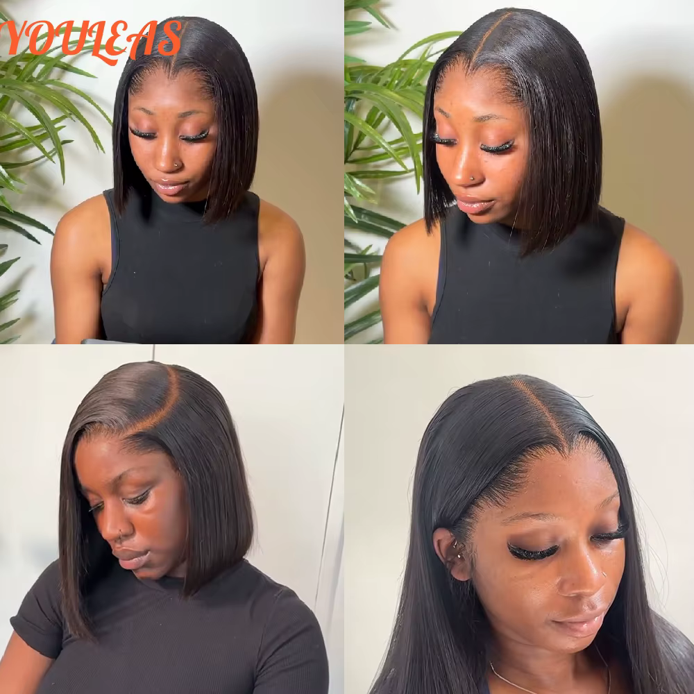 Lagos – perruque Bob Lace Frontal Wig naturelle, cheveux lisses, courts, blond foncé, 13x4 HD, sans