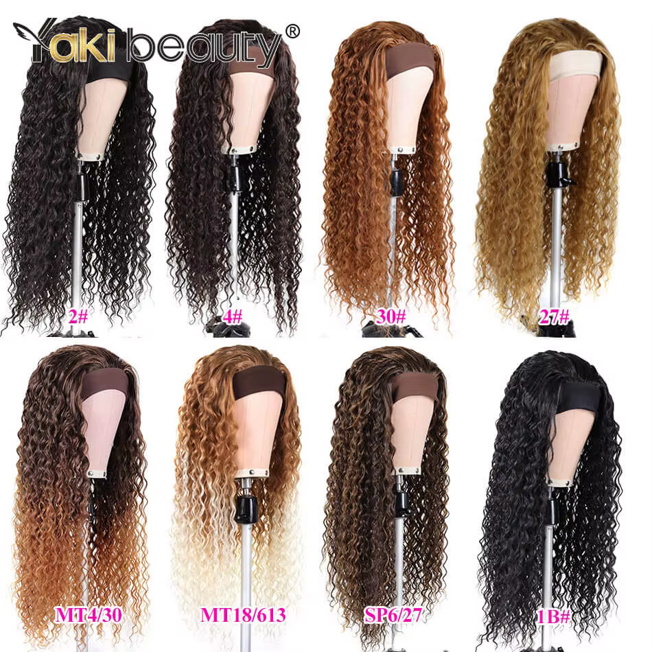 Perruques synthétiques longues et crépues bouclées, 28 pouces, bandeau de glace pour femmes noires,