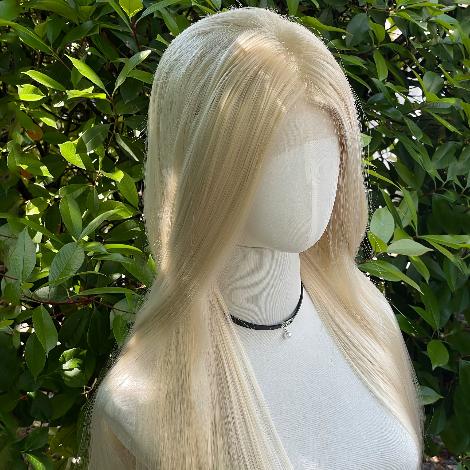 Perruque Lace Front Wig synthétique Blonde claire, 13x4, 26 pouces, longue et lisse, partie libre, d