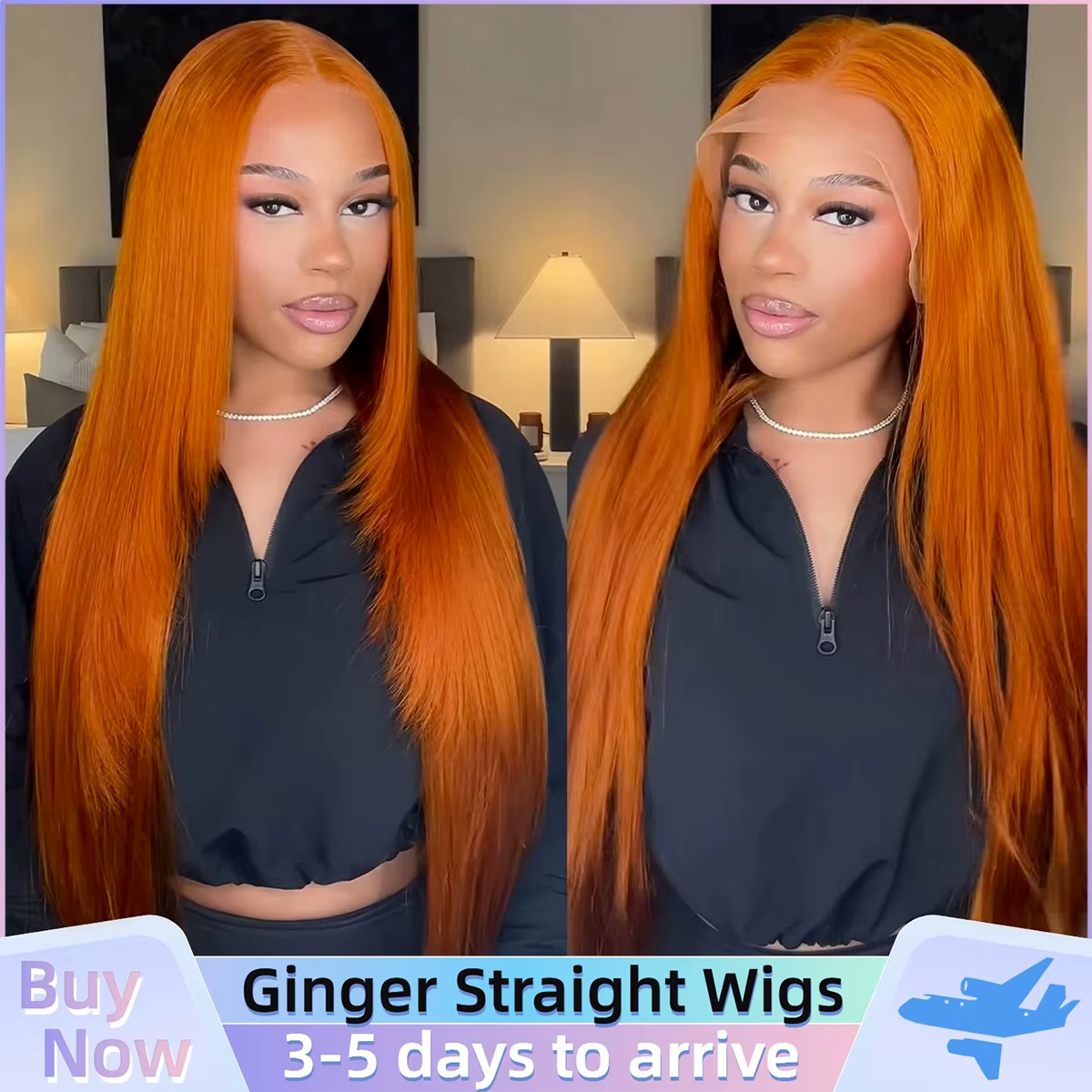 Perruques Lace Front 13x4 en Cheveux Humains Lisses Couleur Gingembre Orange, 30 Pouces, avec Fronta
