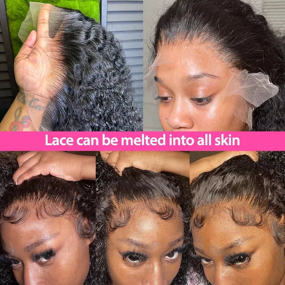 Perruques Courtes Bob Bouclées Effet Mouillé 13x4 Lace Front Cheveux Humains Brésiliens Deep Wave 13