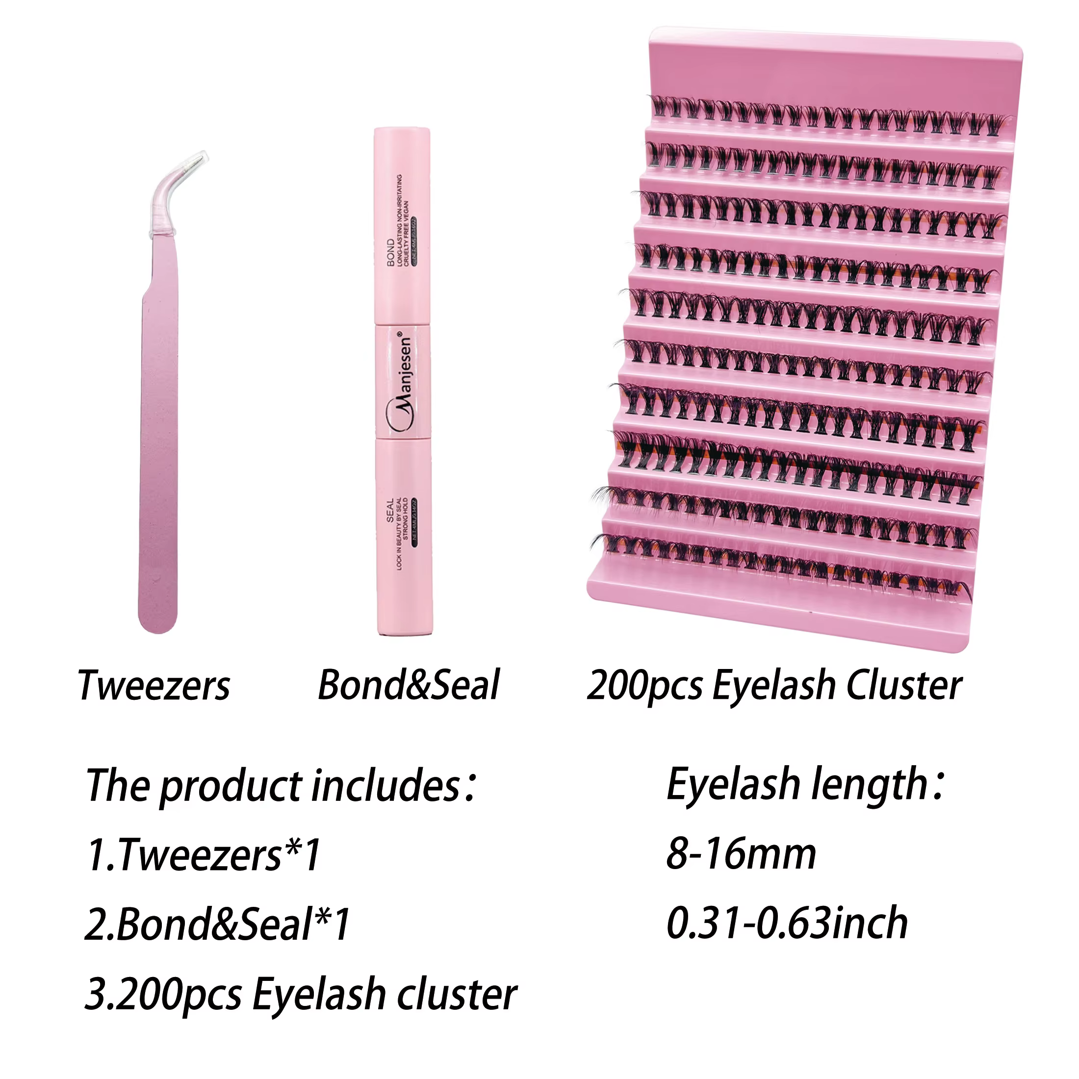 Kit d'extension de cils à faire soi-même, 200 pièces, grappes de liaison et de joint de cils, outils