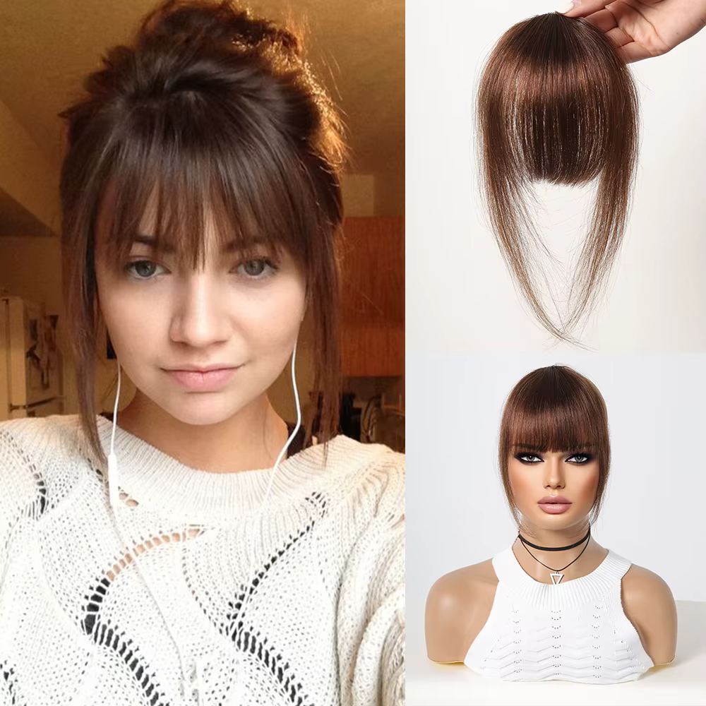 100% cheveux humains frange platine blond cheveux humains Air frange droite pièces de cheveux humain