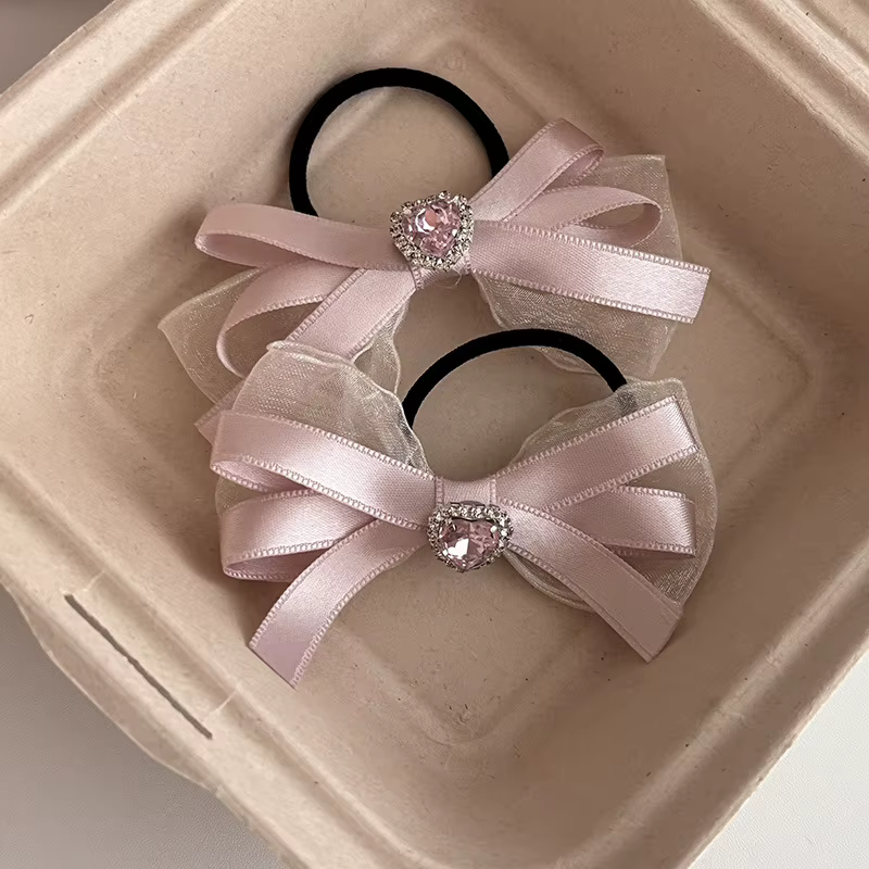 Pince à cheveux pour femmes, ruban rose, nœud papillon, ensemble de pinces à cheveux pour filles, fr
