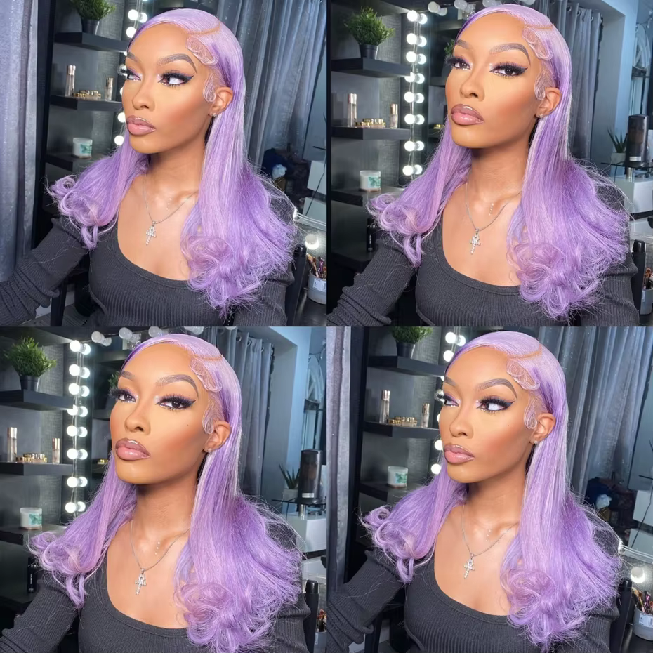 13x6 violet dentelle avant perruque de cheveux humains brésilien 613 Blonde rose gris dentelle front