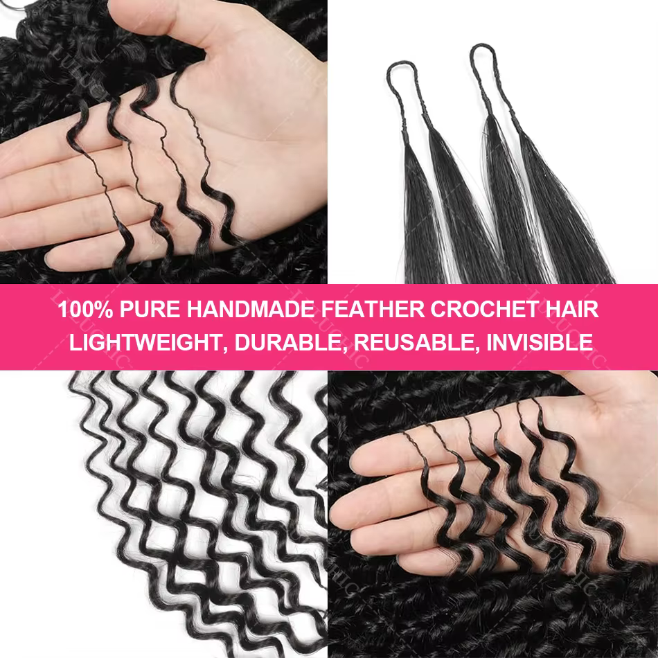Petites spirales invisibles bouclés Crochet cheveux humains 12A sans noeuds pré-séparés crépus boucl