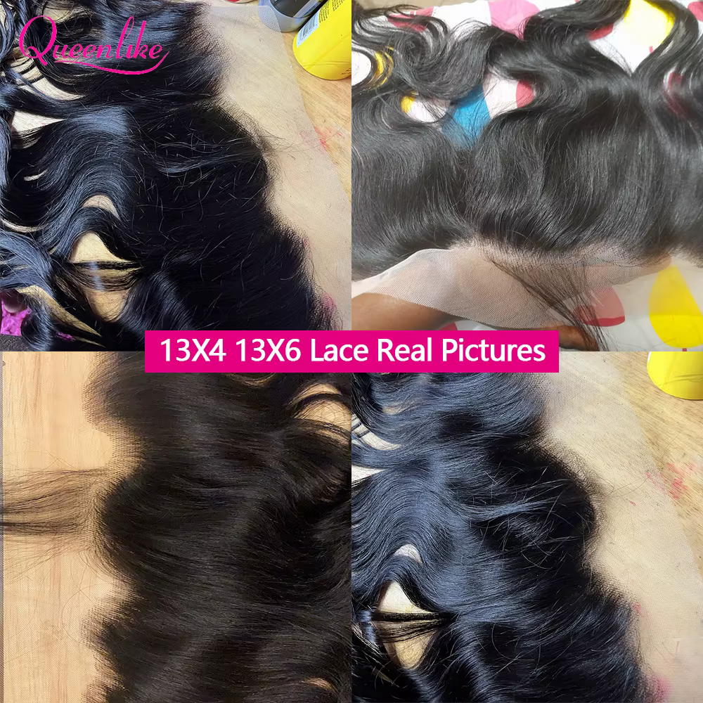 Extensions de cheveux humains lisses Queenlike 12A avec closure 4x4 5x5 6x6 13x4 en dentelle et 3 mè