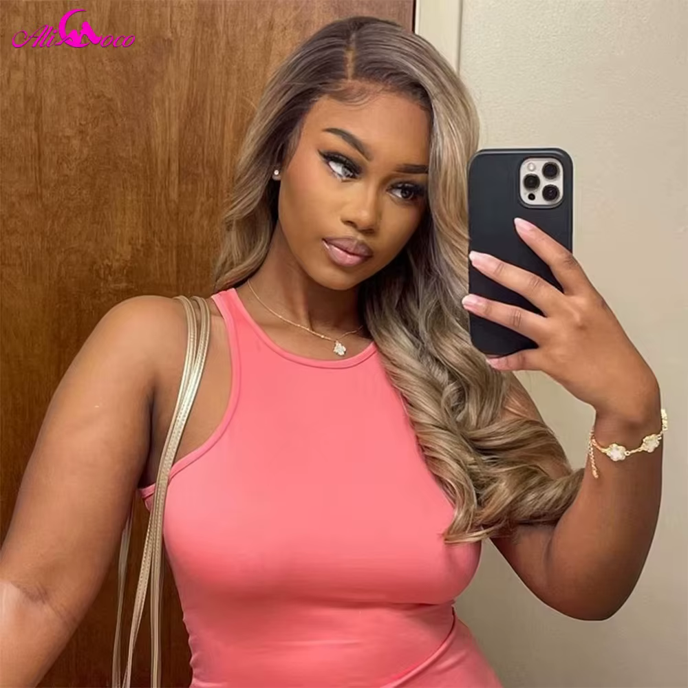 13X6 Ombre Blonde couleur frontale perruque cheveux humains pour les femmes Transparent 13X6 dentell